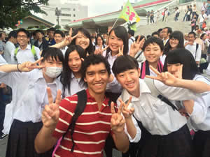 Dylan with Students